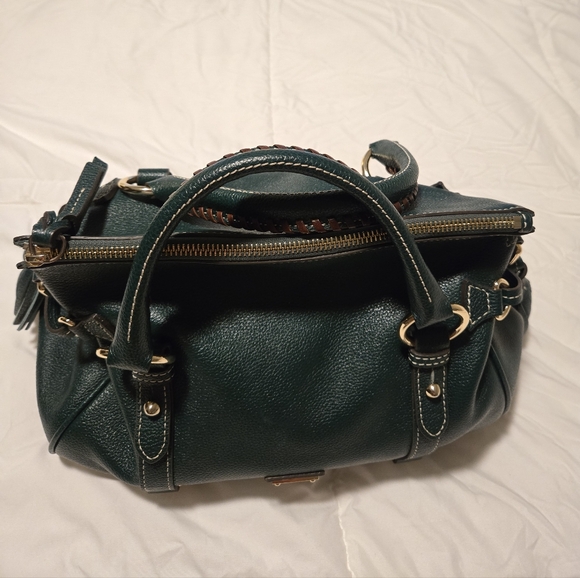 Dooney & Bourke Army Green Pebble Leather Satchel - Picture 4 of 11